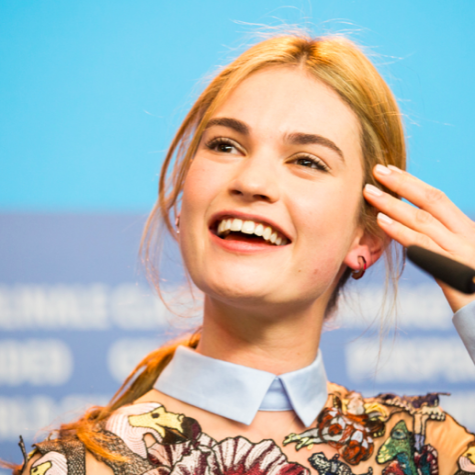 Actress Lily James at Cannes red carpet