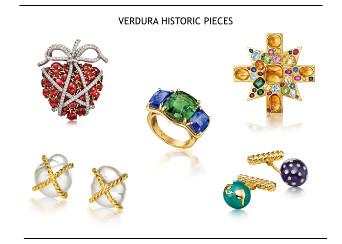 collage with some the iconics verdura jewellery