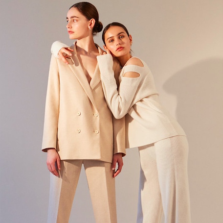 Two models wearing minimalist looks by Blanche, the Danish sustainable brand.