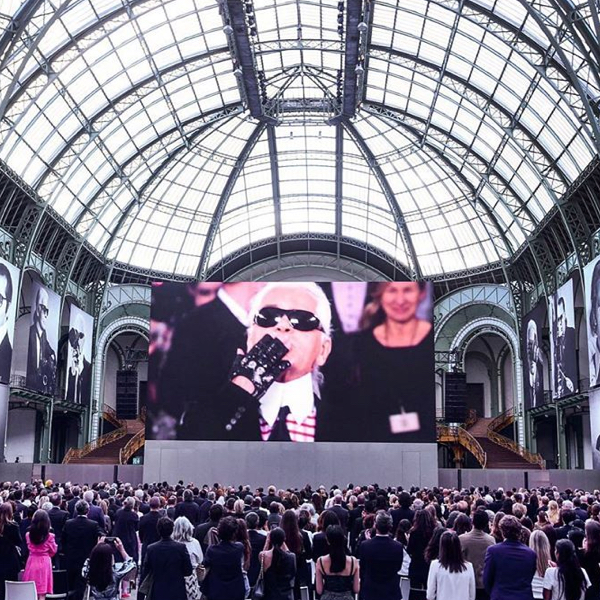 Overview of the tribute to Karl Lagerfeld at the Grand Palais, in Paris.