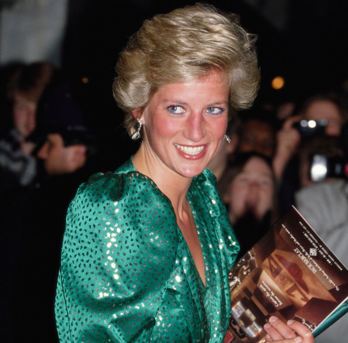 Lady Diana wearing a green sequin dress