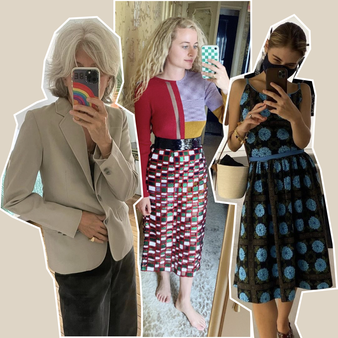 Collage with selfie of 3 timeless fashion instagram accounts