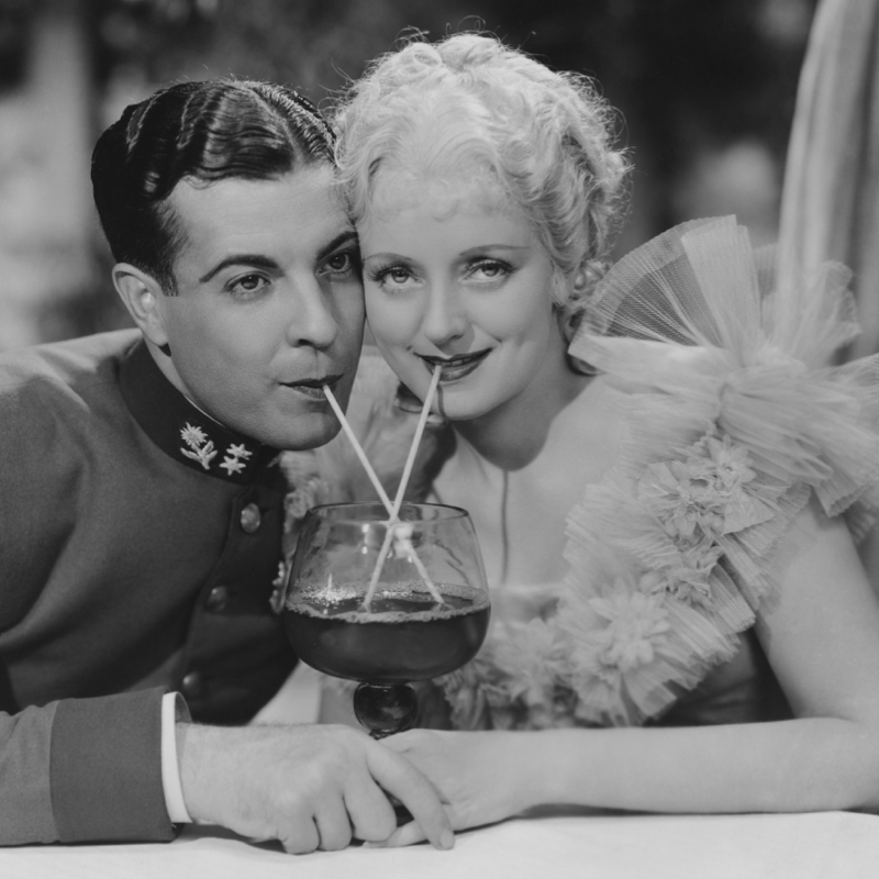 Vintage image of a couple on a blind date