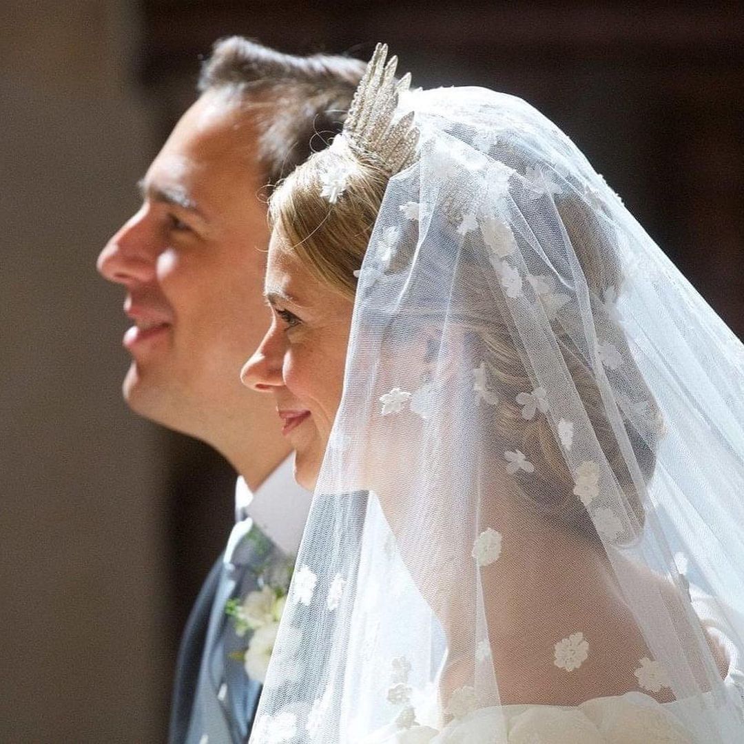 Princess Maria Anunciata of Liechtenstein wears a Valentino dress for her royal wedding.