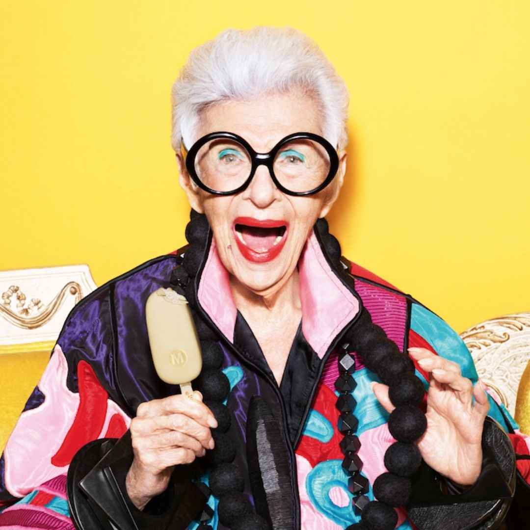 iris apfel, face of the ice cream magnus campaign in 2019