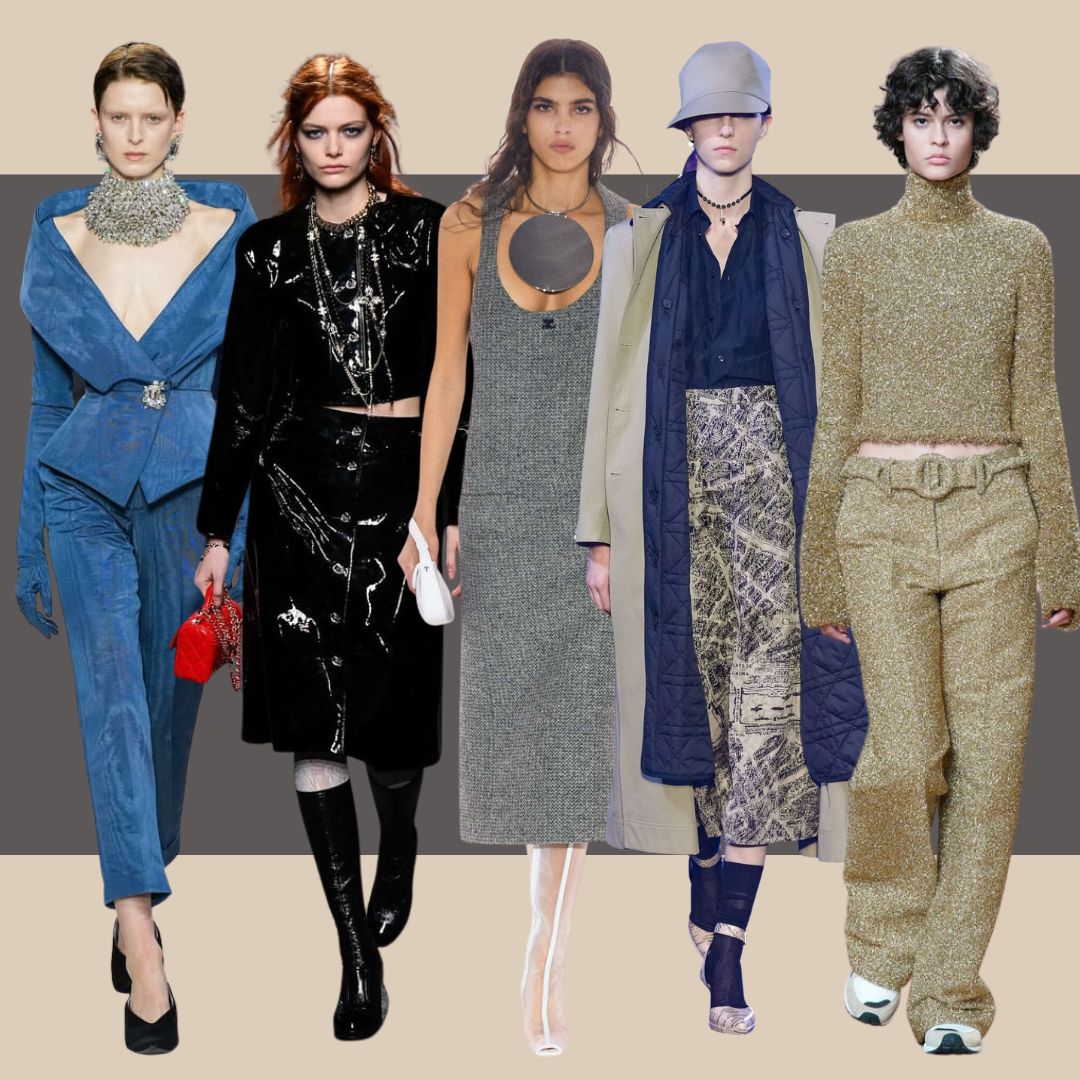 collage with runway looks from Paris Fashion Week AW23