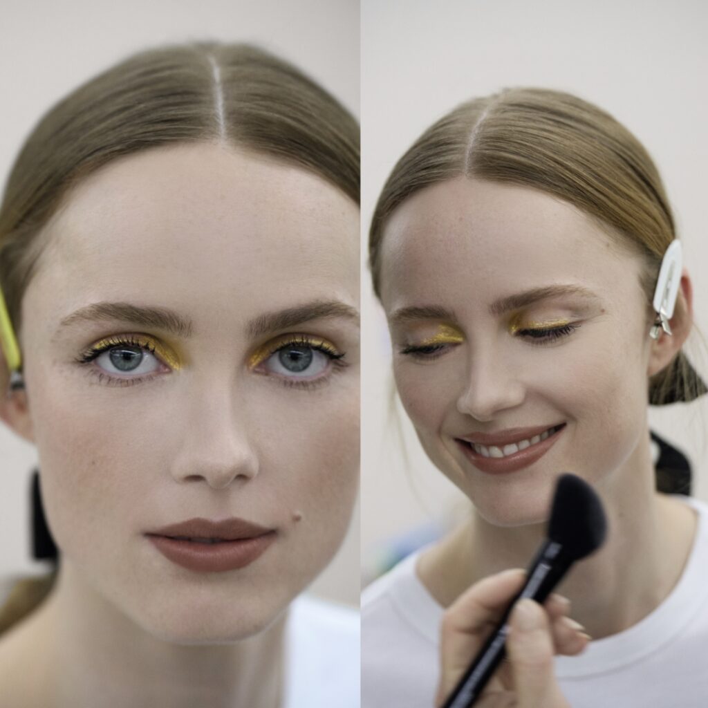 Collage with Chanel model wearing a makeup from the last ready-to-wear fall-winter collection 2024/25