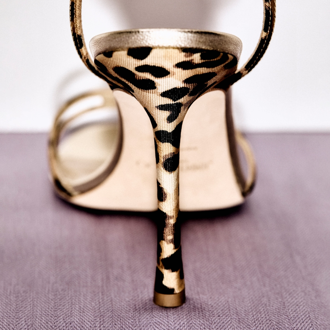 Jimmy Choo' Archive collection- The Leo sandal viewed by the heels perspective