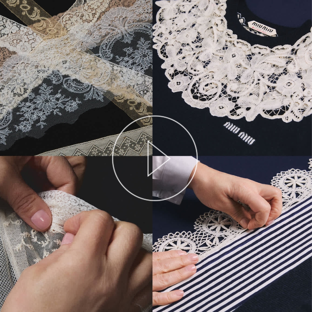 Details of the making of the new Miu Miu Upcycle Collection handmade