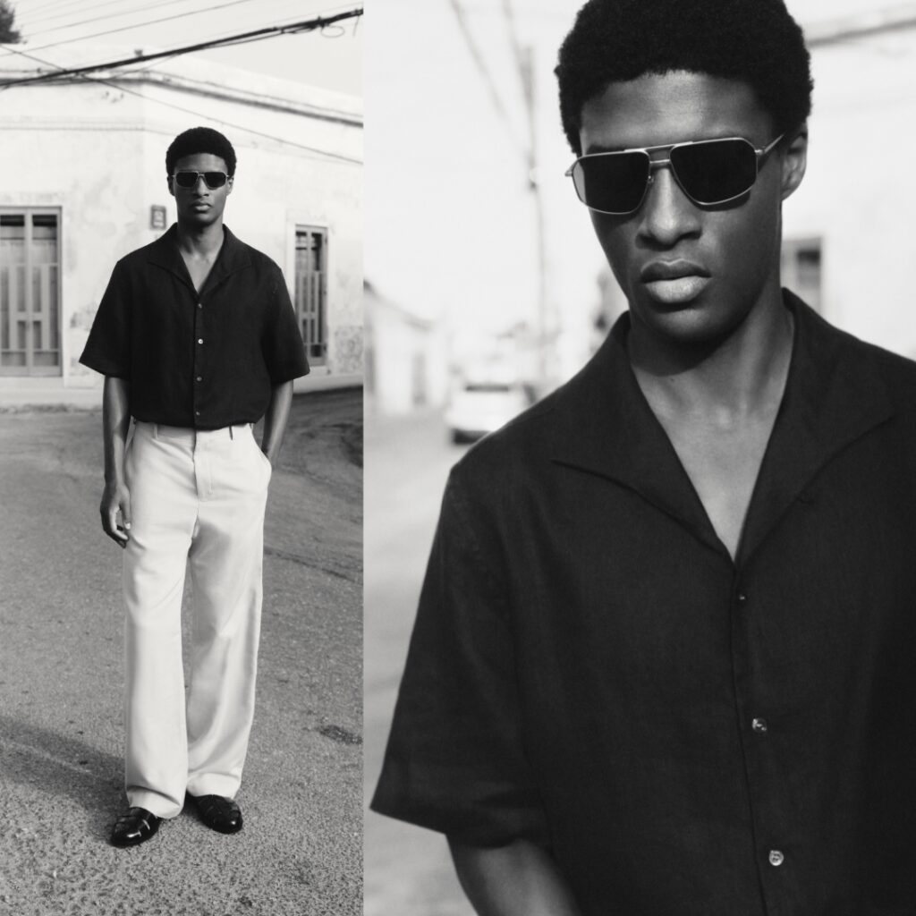 Model wearing a short sleeve shirt from COS Summer 2025 Menswear collection