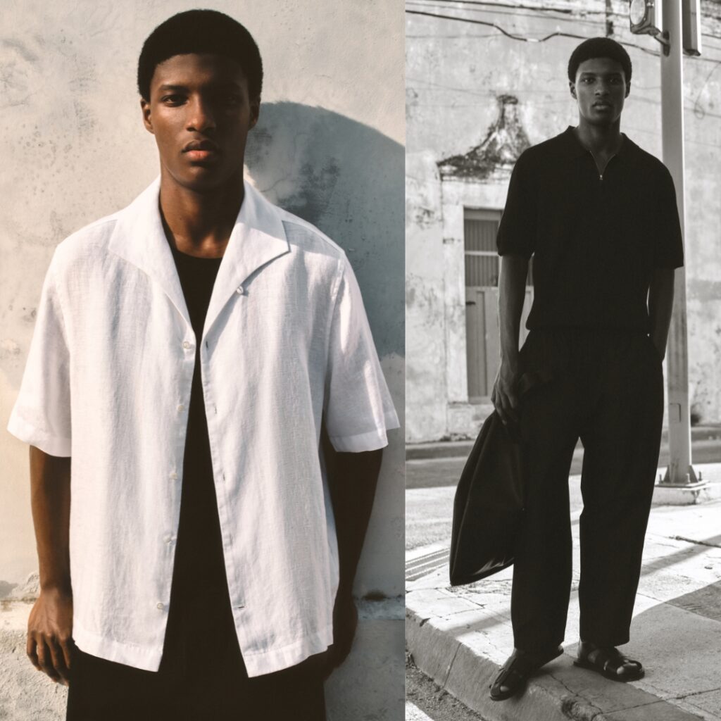 Model wearing a short sleeve shirt from COS Summer 2025 Menswear collection
