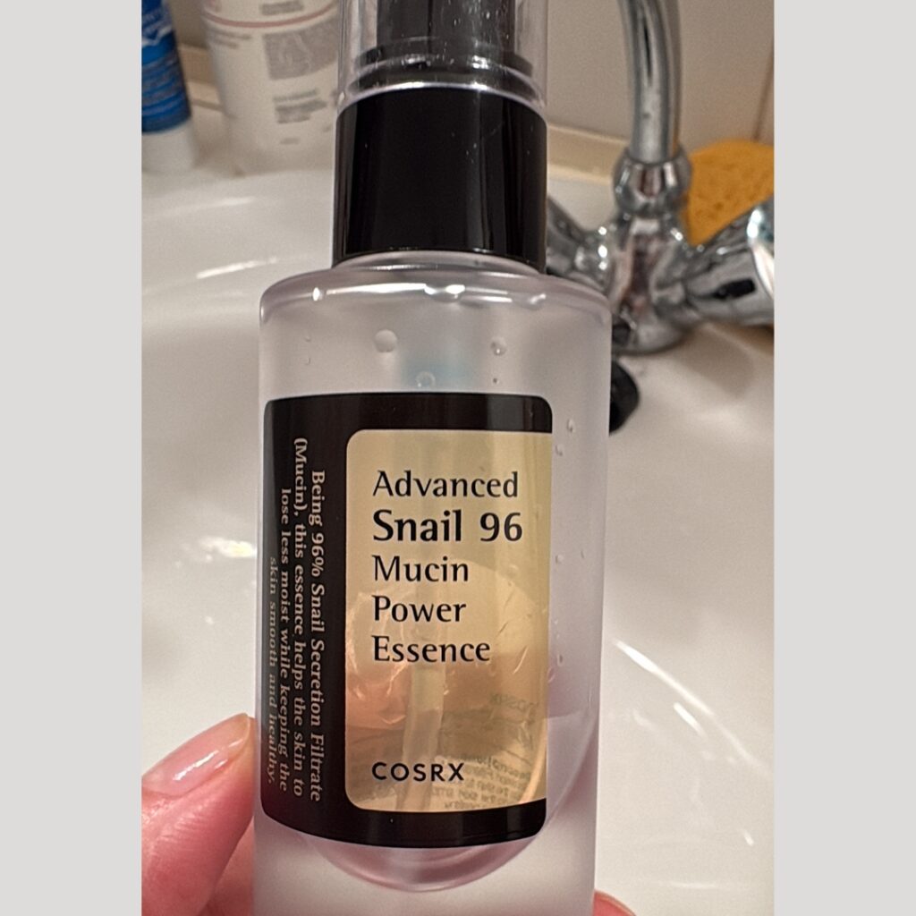 I apply Advanced Snail 96 from COSRX two times a day to keep my skin barrier intact