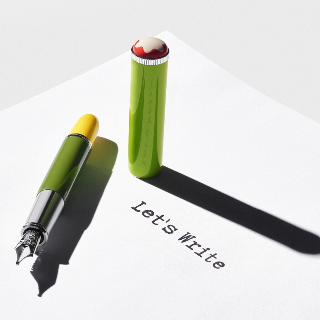 Detail of the Montblanc pen designed by Wes Anderson