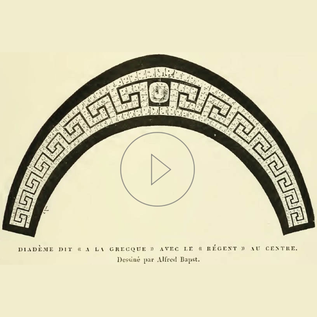 the original drawing of the Greek Empress Eugenie tiara, featuring in the middle, the regent diamond