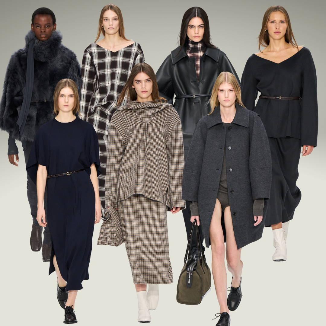 Collage with the main timeless and ease looks from COS AW 25_26 - NYFW