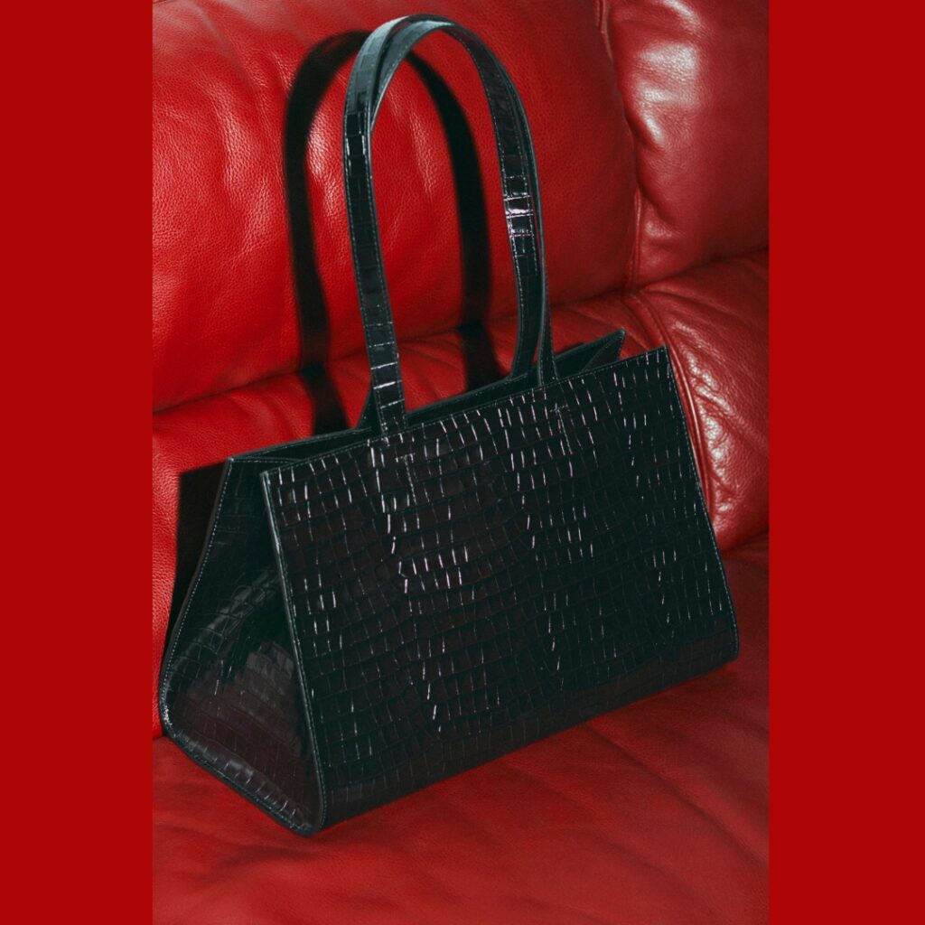 COS architectural croc triangle bag