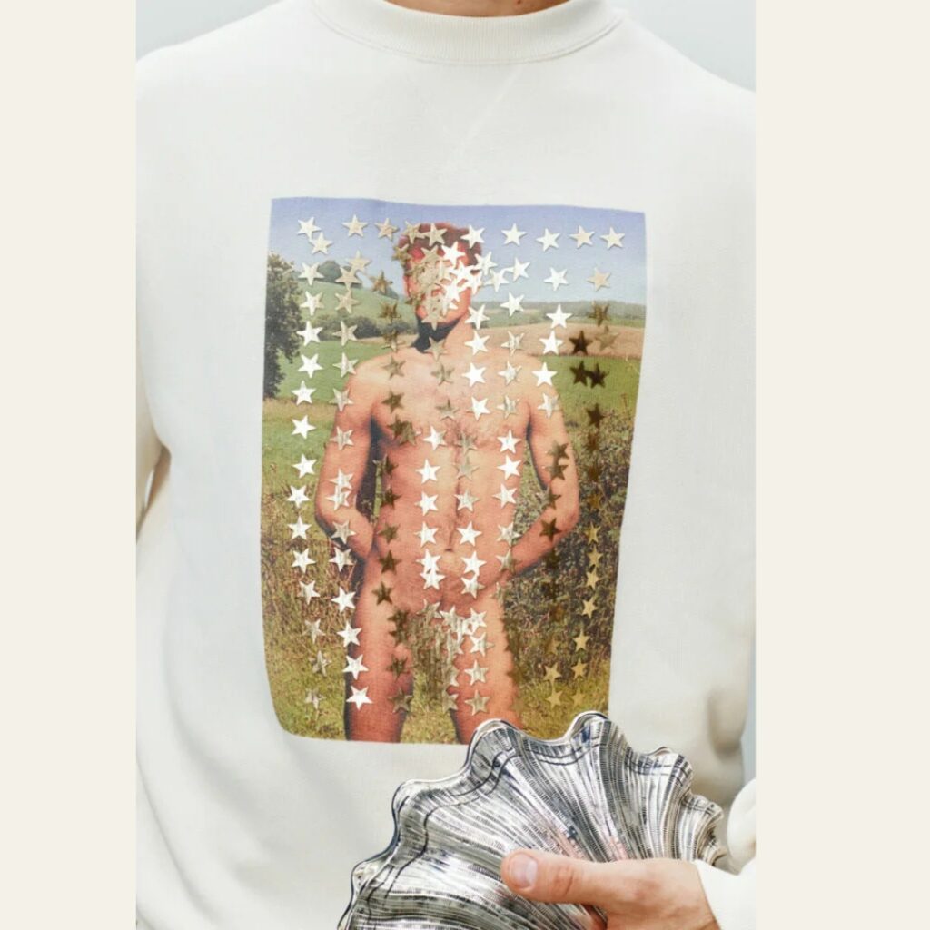 Packshot of t-shirt with a porn inspired image from JW Anderson FW26 collection