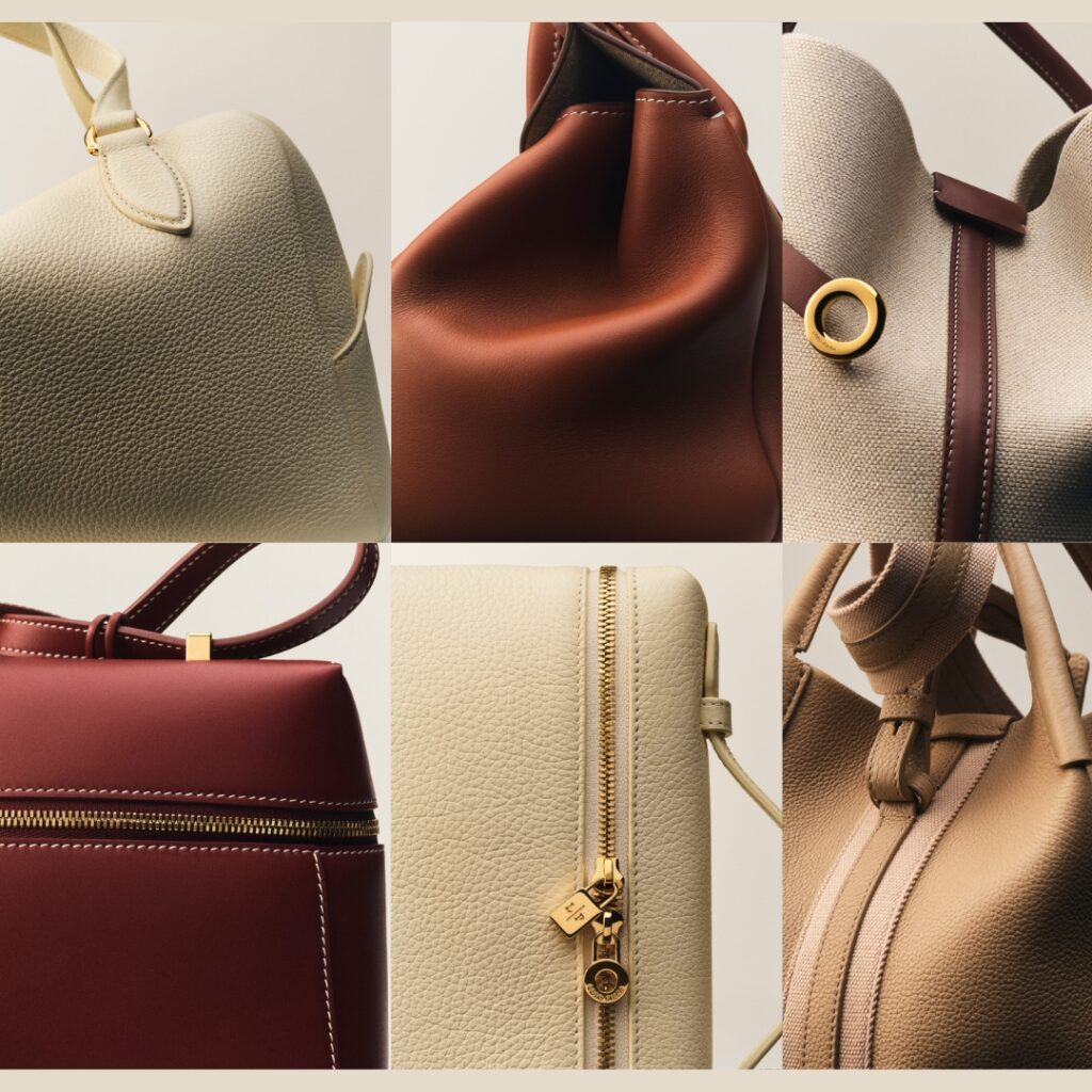 collage with all details of the craft-luxury bags from Loro Piana SS2026 collection