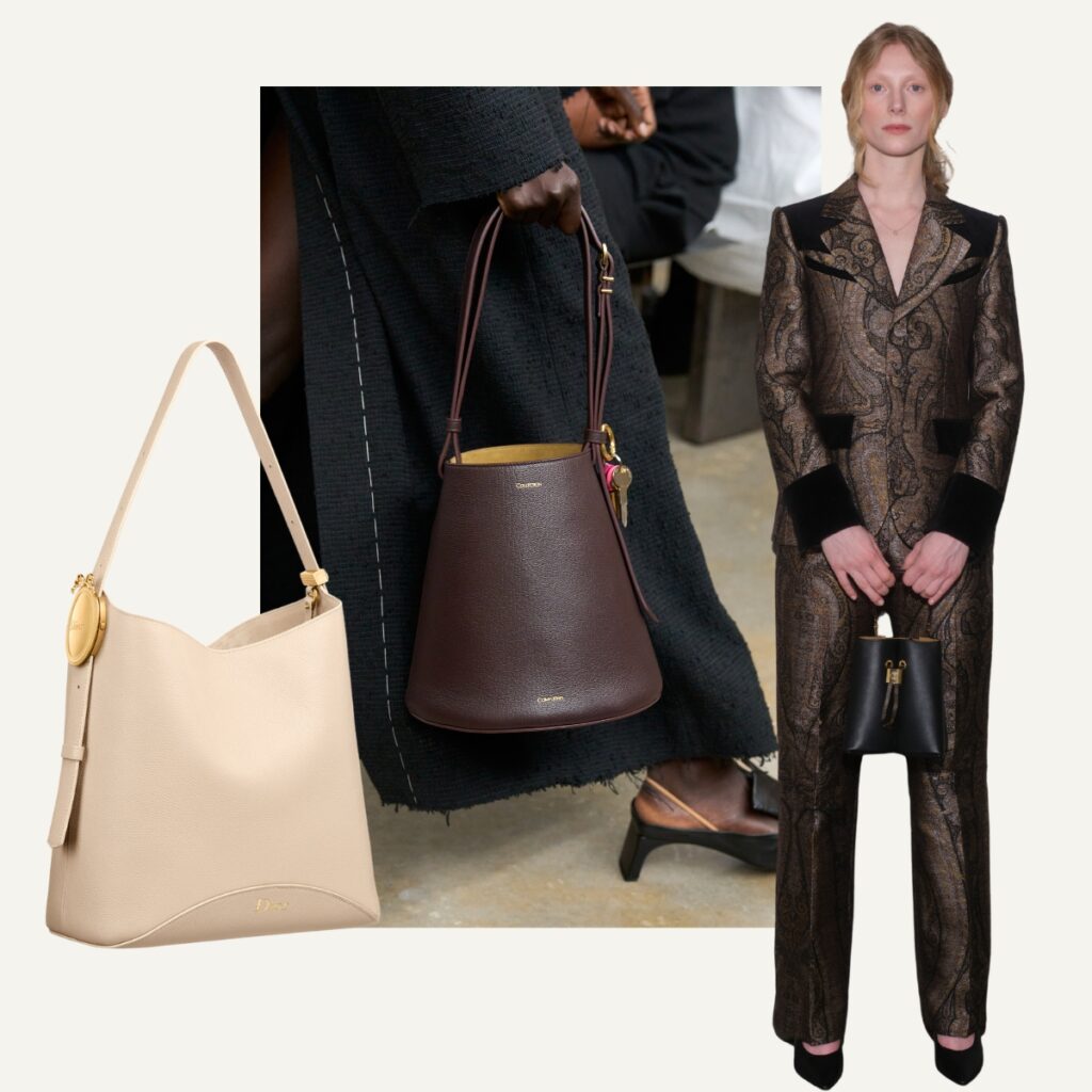collage with some bucket bag for 2026 - dior, Louis Vuitton, Calvin Klein