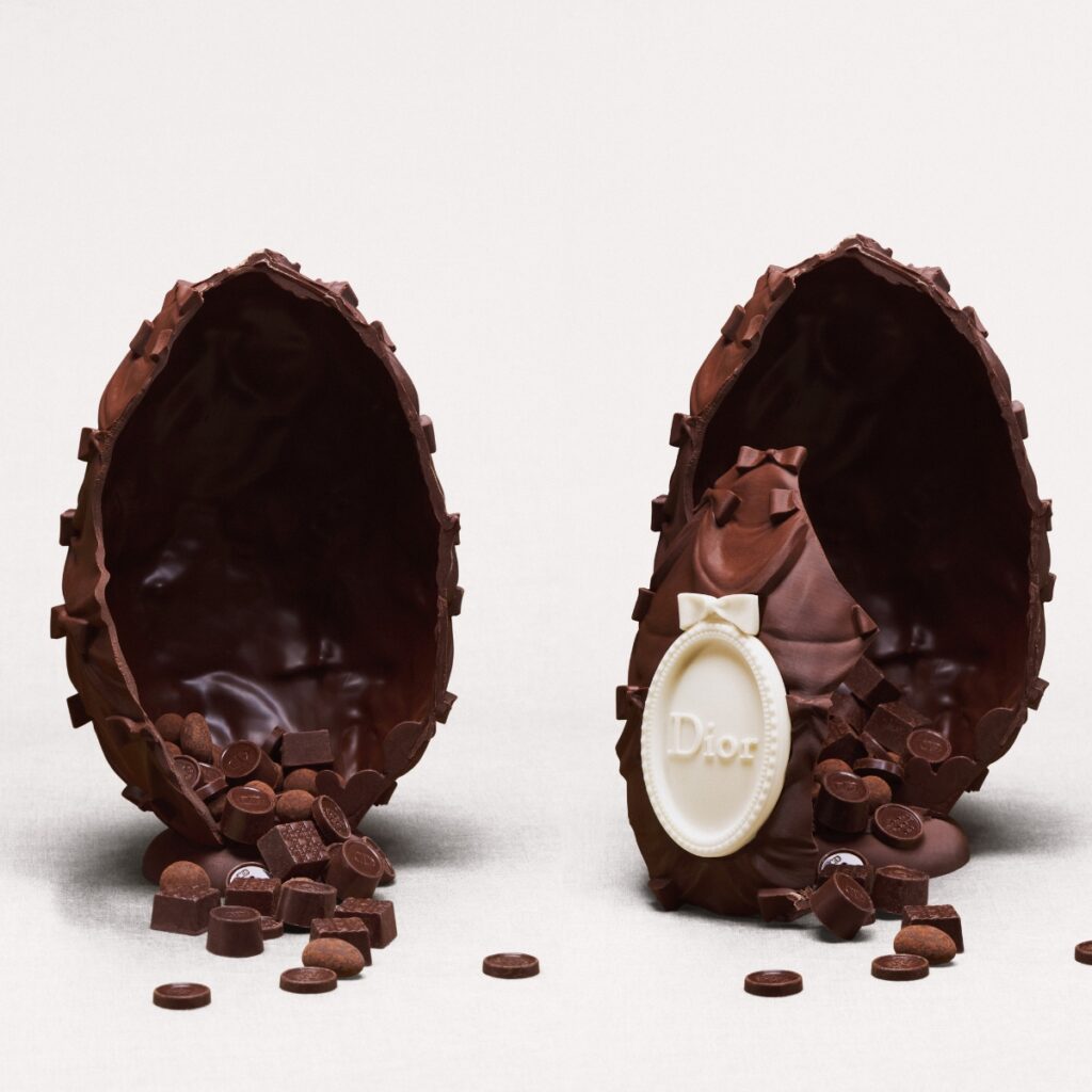 Dior Easter Egg chocolate creation by Yannick Alléno inspired by Dior house codes for Easter