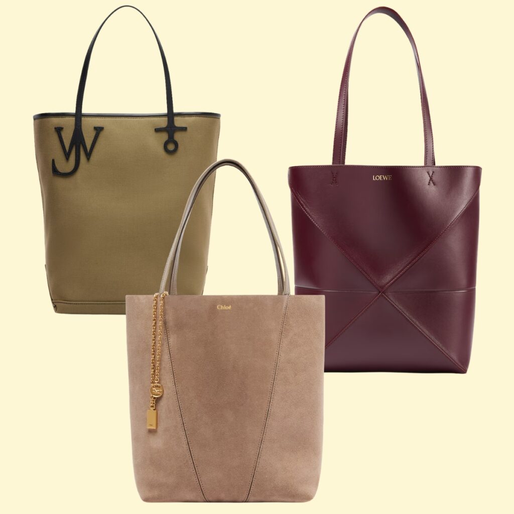 collage with three best tote bags for work