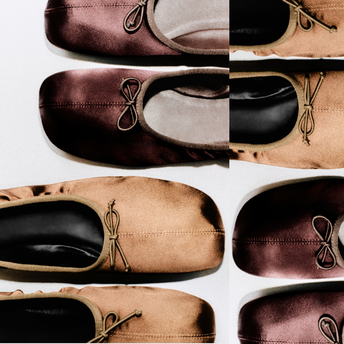COLLAGE WITH THE NEW SATIN BALLERINAS FROM COS