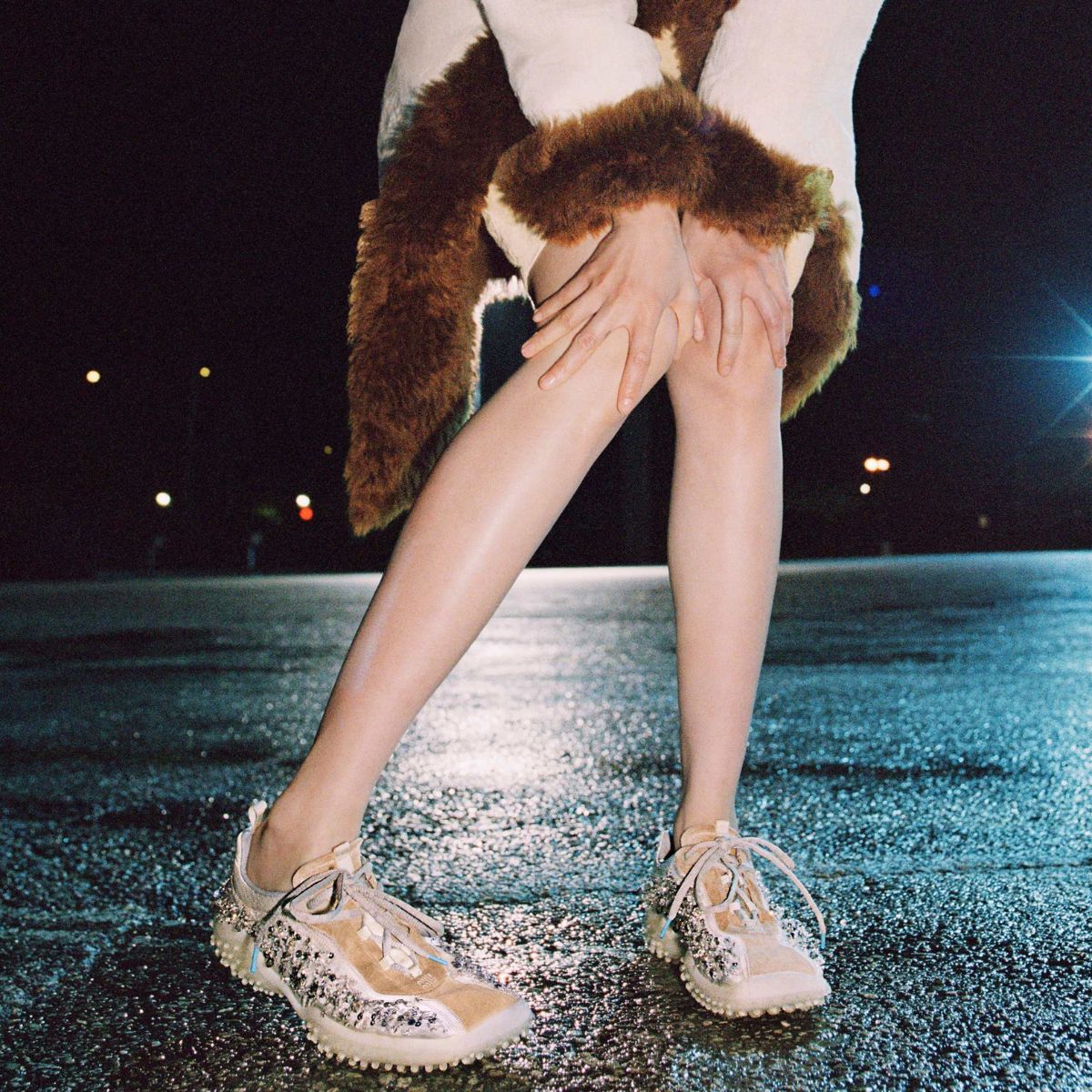 Miu Miu model wearing a bubble shoes from the AW 26-27 collection